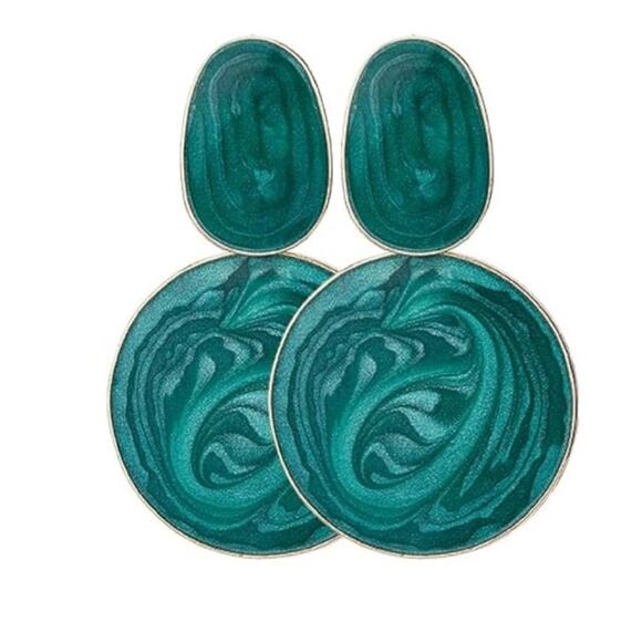 Green Enamel Drop Earrings - Picture 1 of 1